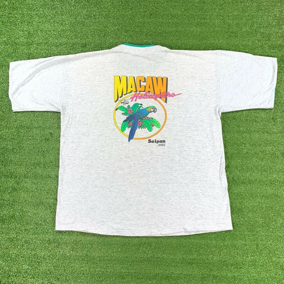 Vintage 90's Macaw Helicopters Saipan USA T-Shirt - Picture 1 of 10